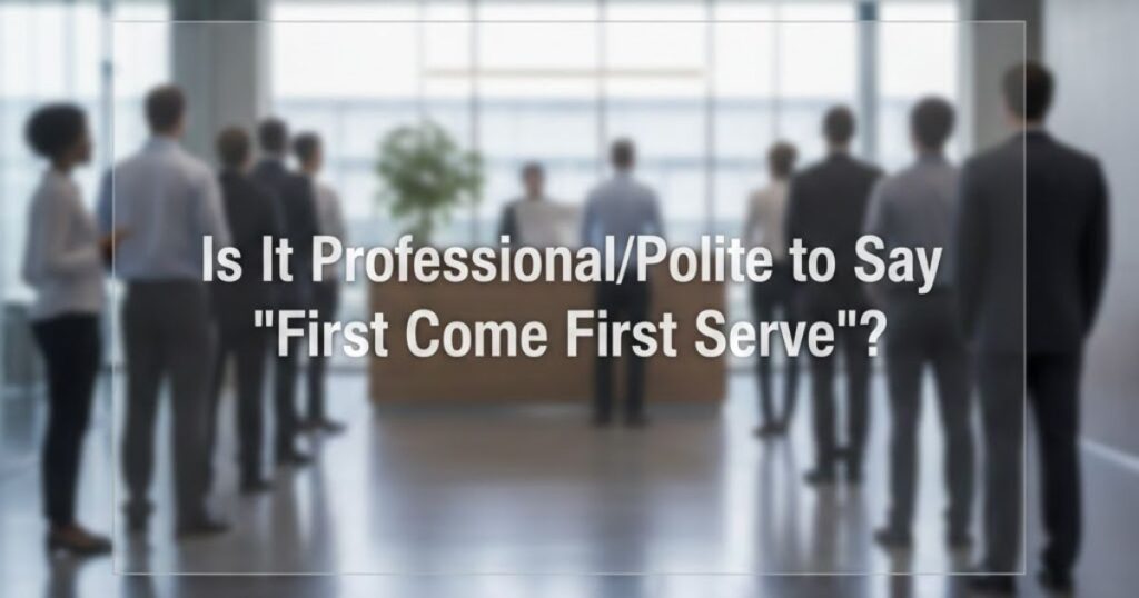 Is It Professional/Polite to Say "First Come First Serve"?