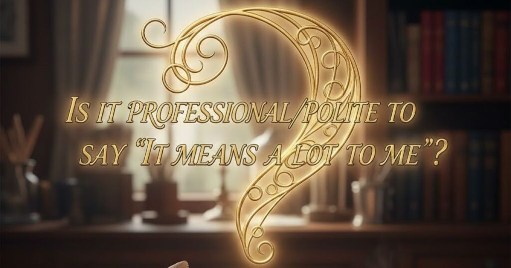Is It Professional/Polite to Say "It Means a Lot to Me"?