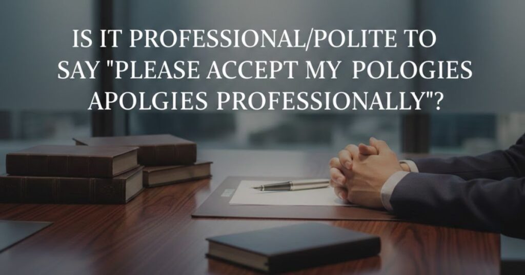 Is It Professional/Polite to Say "Please Accept My Apologies Professionally"?