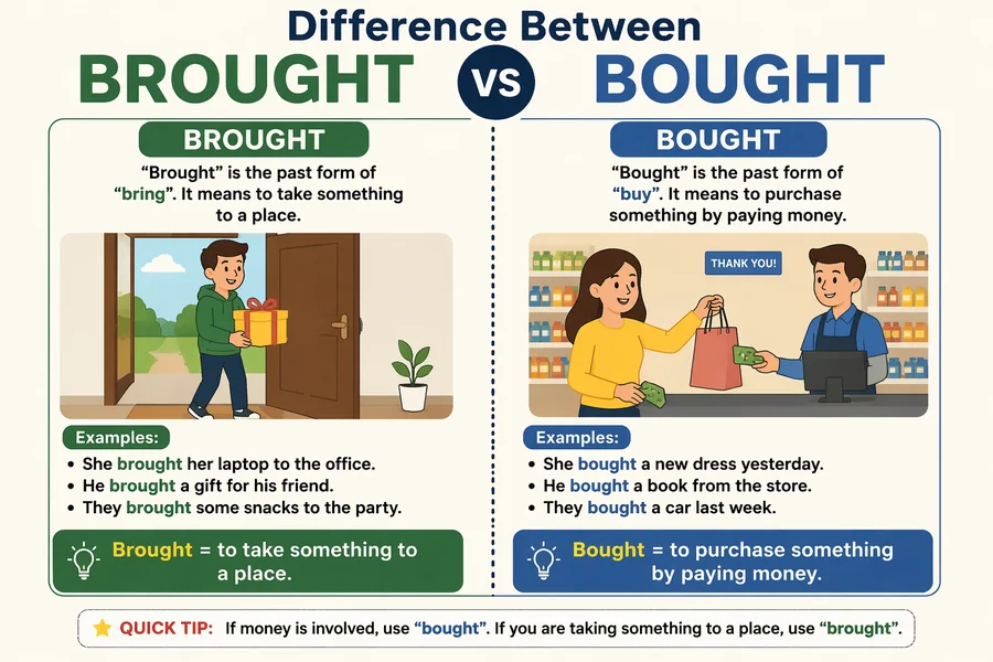 Difference Between Brought and Bought